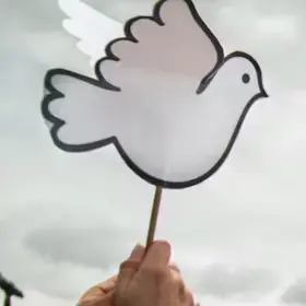 Peace dove cut-out at a peace march