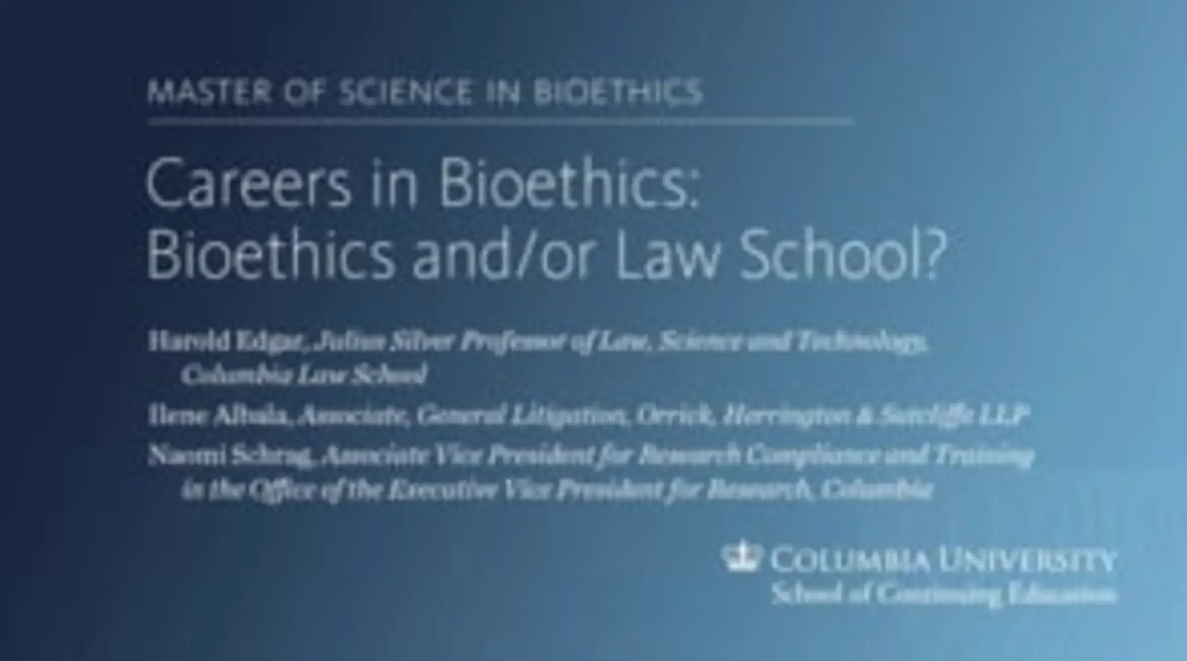 Careers in Bioethics: Bioethics and/or Law School?