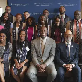 Dr. Jason Wingard, Dean, School of Professional Studies, Dr. Michael Lomax, President, United Negro College Fund, SPS officers, and 2019 HBCU Fellows.