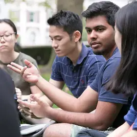 Students in conversation outside