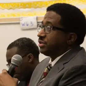 Joel Ruffin speaking at the Harlem Children's Zone