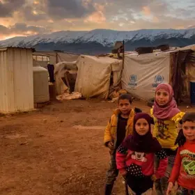Children at a Syrian refugee camp.