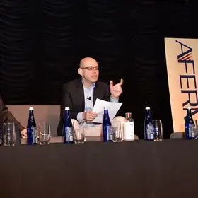 Sim Segal speaks at the 2019 AFERM Summit