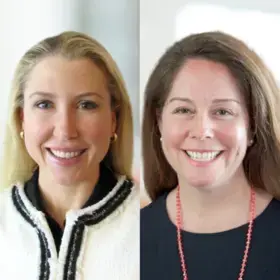 Headshots of Sharon Fry (left), Partner at Bain & Company and Kimberly FitzGerald (right), Director of Global Recruiting at Bain & Company.