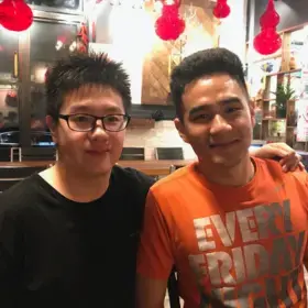 A photo of ALP alumnus Xiaolin Sun (left) with his language exchange partner.