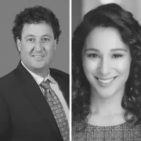A side-by-side image showing the headshots of Lauren Catenacci, Ph.D., and Ash Buonasera, Ph.D., lecturers for the Human Capital Management M.S. program.