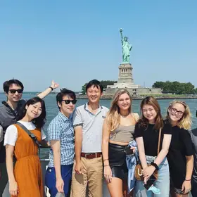 ALP Students with Statue of Liberty
