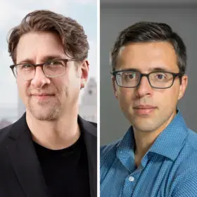 Ethan McCarty (left), Columbia SPS Lecturer, and Ezra Klein (right), cofounder of Vox media and journalist.