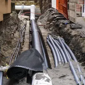 Construction site with tubes