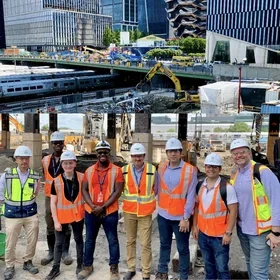 Construction site and students