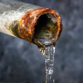 Water coming out of a rusty pipe