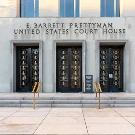 iStock - JHVEPhoto - Washington, DC., USA- January 12, 2020: Entrance of E. Barrett Prettyman Federal Courthouse in Washington, DC.