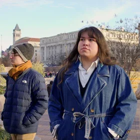 Students in the Political Analytics Program walk the National Mall at the program's annual Washington DC visit