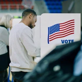 Person voting in a U.S. election