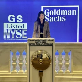 ERM program alumna Marchy Ren at the New York Stock Exchange