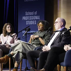 Photograph of three of the April 30th Frame Your Future panelists
