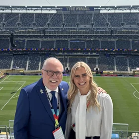 Bill Squires and Lisa Fuchs at MetLife Stadium for the World Cup Final