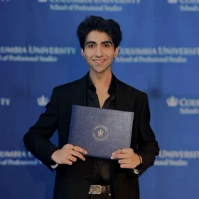 Aaman Basra ('26SPS, Applied Analytics) with diploma