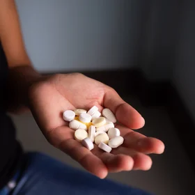 Hand holding pills