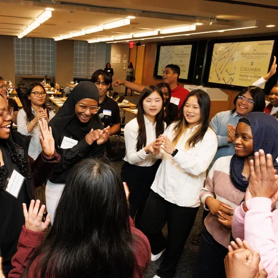 Students enjoying an icebreaker activity during a break at the residency.