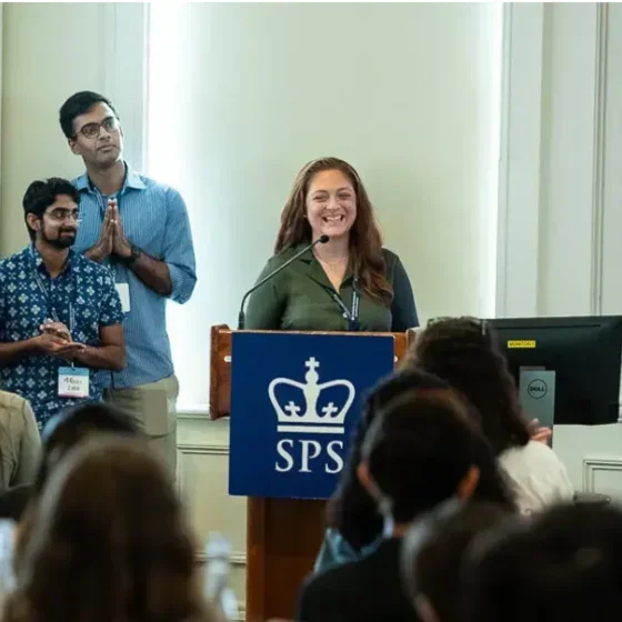 Woman at an SPS podium