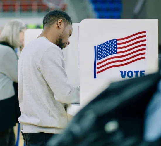 Person voting in a U.S. election