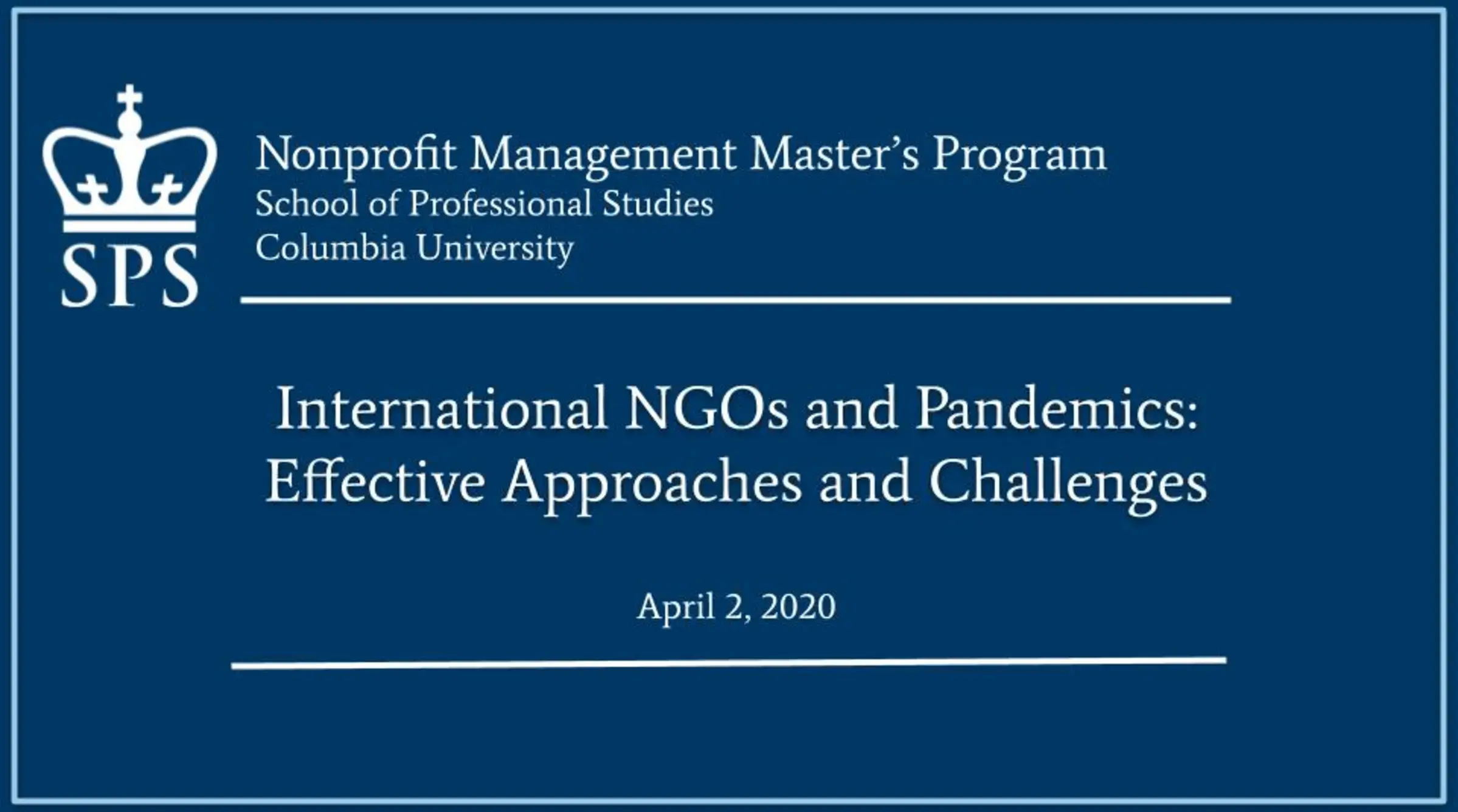 NGOs and Pandemics 