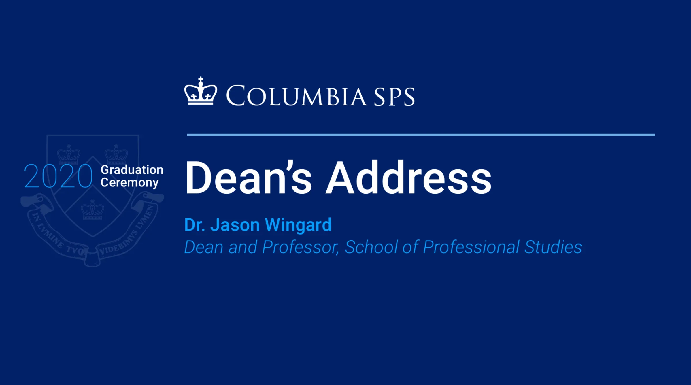 Dean's Address