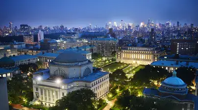 Columbia University from the rooftops, by night