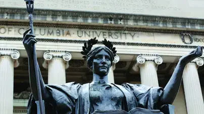 The Alma statue with Low Library in the background