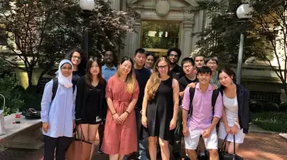 A photo of former ALP student Xiaolin Sun with his classmates from the Advanced Academic Preparation course in Summer 2018.