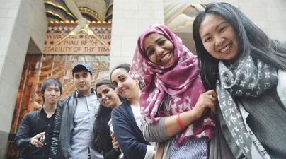 Students at Rockerfeller Plaza