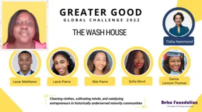 Headshots of the winners of the 2022 Greater Good Challenge pitch competition.