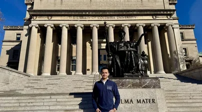 Gerardo Rios Garcia in front of Low Library