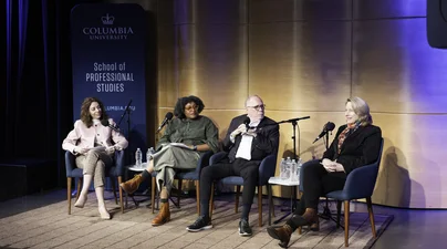 Photograph of the full panel of speakers for the April 30th Frame Your Future Event