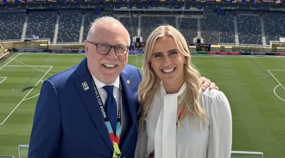 Bill Squires and Lisa Fuchs at MetLife Stadium for the World Cup Final